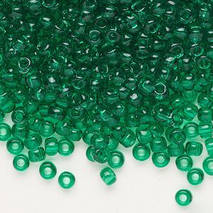 Seed bead, Dyna-Mites&trade;, glass, transparent jade green, #6 round. Sold per 40-gram pkg.