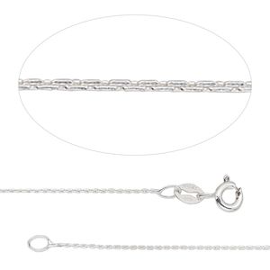 Chain 1pkg1 sterling silver Boston link, 0.5mm / springring clasp, Gossamer&trade; 18 inch