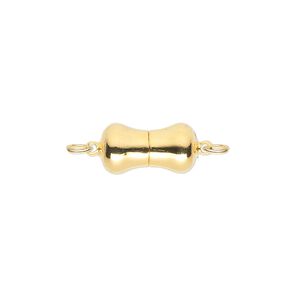 Clasp magnetic 1pkg1 sterling silver, 13x8mm double bell, "vermeil" 1-strand