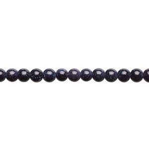 Bead, blue goldstone (glass) (man-made), 4mm round. Sold per 15-1/2" to 16" strand.