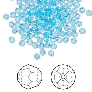 Bead 144pk aquamarine, Crystal Passions&reg; 3mm round 5000