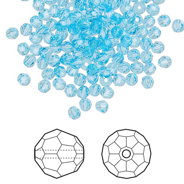 Bead 144pk aquamarine, Crystal Passions&reg; 3mm round 5000 image number 0