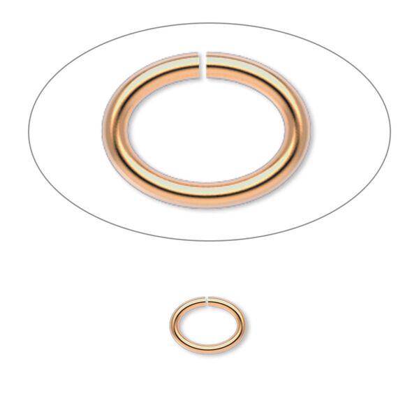 Jump ring 1pkg100 gold-plated, 8x6mm oval, 18 gauge / 6.2x4.1mm inside diameter / brass image number 0
