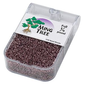 Seed bead, Ming Tree&trade;, glass, pkg/1/4 pound, #11 round, transparent silver-lined purple.
