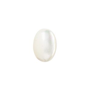 Cabochon, mother-of-pearl shell (bleached), white, 14x10mm calibrated oval. Sold per pkg of 2.