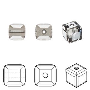 Bead 6pk black diamond, Crystal Passions&reg; 8mm cube 5601