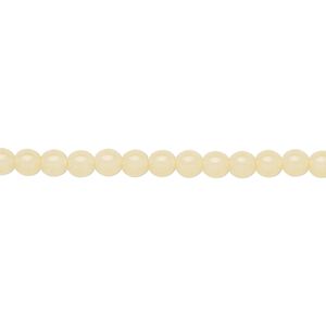 Bead, Czech dipped d&eacute;cor glass druk, opaque cream, 4mm round. Sold per 15-1/2" to 16" strand.