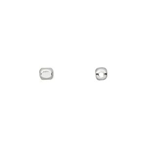 Bead 1pkg10 sterling silver, 4x3.5mm cube
