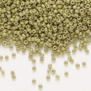 Seed bead, Miyuki, glass, pkg/25g, #11 rocaille, Duracoat&reg; opaque outside dyed cactus (RR-4474).
