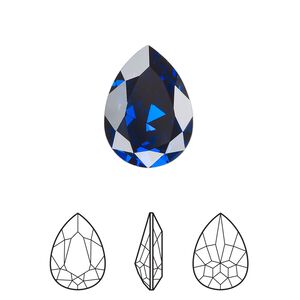 Fancy stone 48pk dark sapphire foil back, Swarovski&reg; ReCreated&trade; 18x13mm pear 4320