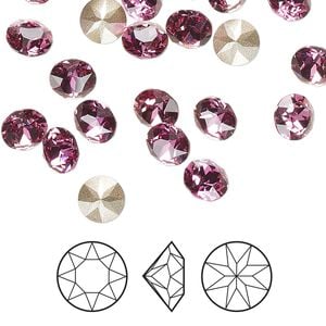 Chaton 12pk dark rose foil back, Crystal Passions&reg; 6.14 to 6.32mm round SS29 1088