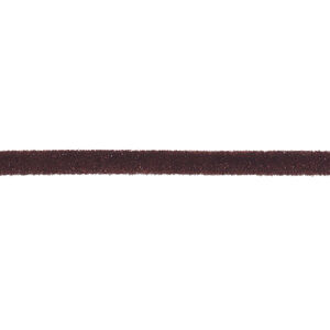 Cord, velveteen and rubber, brown, 3mm round with 1-1.5mm hole. Sold per pkg of 5 feet.