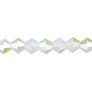 Bead 1pk translucent clear AB frosted, Celestial Crystal&reg; 8mm bicone 15.5-16 inch