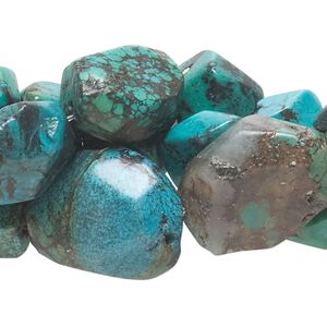Turquoise 1pkg3, faceted nugget bead 15 inch mix small to large