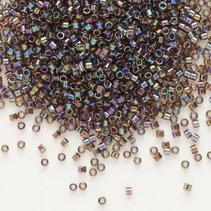 Seed bead, Delica&reg;, glass, pkg/7.5g, #11 round, translucent rainbow root beer (DB-0180).