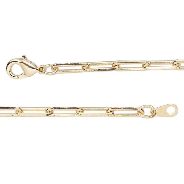 Chain 1pkg1 paperclip, 3.3mm / lobster claw clasp, gold-finished brass 18 inch image number 0