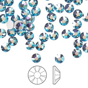 Flat back 1440pk denim blue AB foil back, Preciosa MAXIMA Czech crystal hotfix rhinestone 4.6-4.8mm chaton rose round SS20