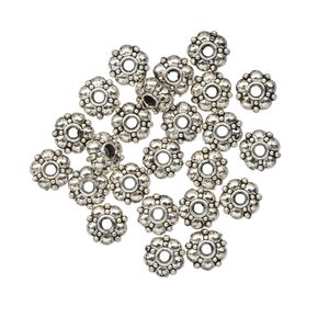 Bead 1pkg24 "pewter", 6x3mm beaded rondelle, antiqued