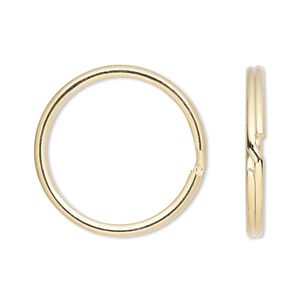 Key ring 1pkg100 gold-finished, 25mm round, 21.6mm inside diameter / steel