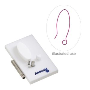 Jig, Artistic Wire&reg; Findings Forms&trade;, Beadalon&reg;, 35mm ear wire, acrylic / steel / stainless steel, white and blue, 2 x 1-1/4 inch rectangle. Sold per 2-piece set.