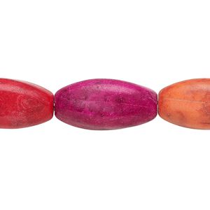 Bead, "howlite" (resin) (imitation), mixed colors, 21x11mm-23x13mm 4-sided twisted oval. Sold per 8-inch strand.