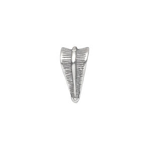 Bail, ice-pick, antiqued sterling silver, 15x8mm textured shield, 10mm grip length. Sold individually.