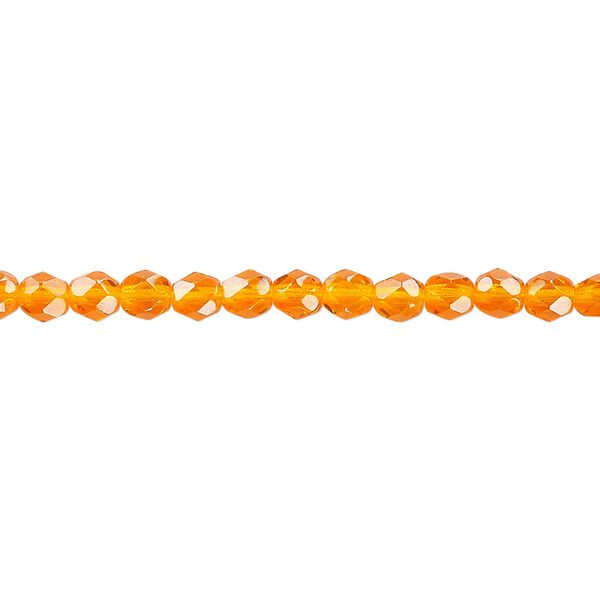 Bead, Czech fire-polished glass, orange, 4mm faceted round. Sold per pkg of 1,200 (1 mass). image number 0