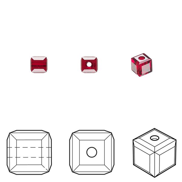 Bead 12pk Siam, Crystal Passions&reg; 4mm cube 5601 image number 0
