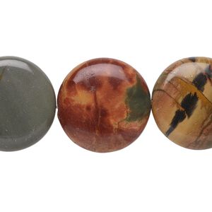 Red creek jasper 1pkg10, flat round bead 20mm
