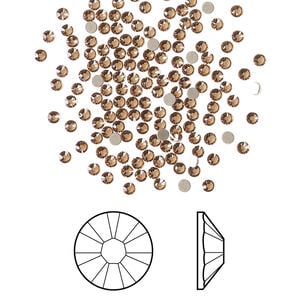 Flat back 1pkg144 light smoked topaz foil back, Crystal Passions&reg; Regenerated 1.7-1.9mm rose round SS5 2058
