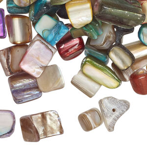 Mother-of-pearl shell 1pkg2oz, mixed shapes bead, mix mixed colors 5x5mm-14x12mm