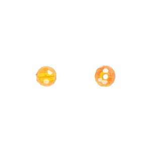 Bead, acrylic, orange, 6mm faceted round. Sold per 100-gram pkg, approximately 740-790 beads.