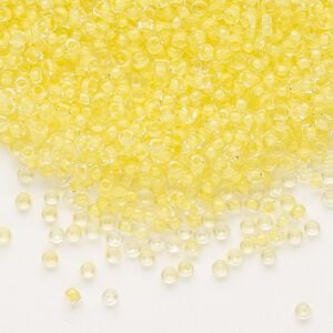 Seed bead, Dyna-Mites&trade;, glass 1pkg40g, #11 round, translucent inside dyed color yellow (202 11/0 RR)