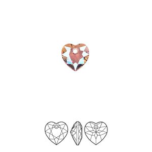 Drop 72pk light rose shimmer, Swarovski&reg; 8mm pendant heart cut 6432