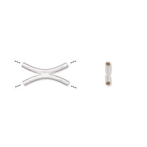 Bead 1pkg6 silver-plated, 14x7mm double curved tube, brushed brass