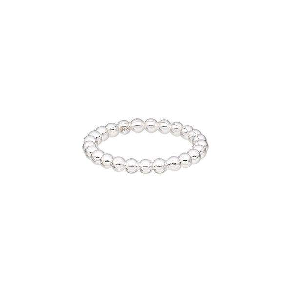 Ring, sterling silver, 3mm wide with beaded design, size 7. Sold individually. image number 0