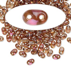 Seed bead, Preciosa Twin&trade; Czech glass, pkg/50g, 5x2.5mm oval, transparent Venus clear, (20202).