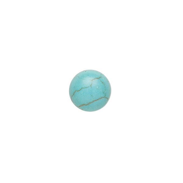 Cabochon, "turquoise" (resin) (imitation), 10mm calibrated round with matrix. Sold per pkg of 4. image number 0