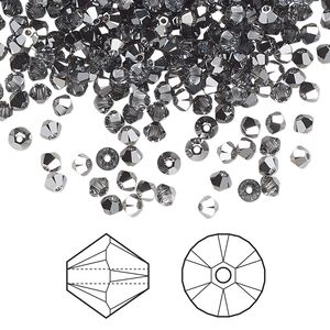 Bead 1440pk crystal light chrome, Swarovski&reg; 3mm XILION bicone 5328