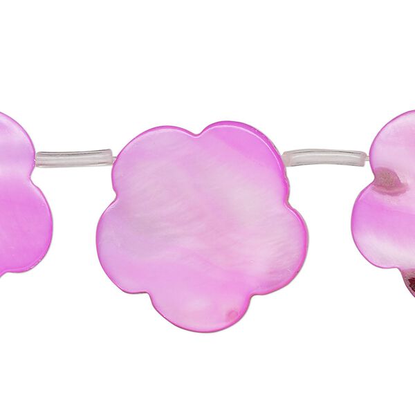 Mother-of-pearl shell 1pkg1, top-drilled flat flower bead 17 inch pink 21x16mm-23x19mm image number 0