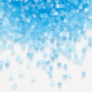 Seed bead, Preciosa Ornela Czech glass, pkg/50g, #11 2-cut hex, translucent solgel dyed satin turquoise blue, (05134).