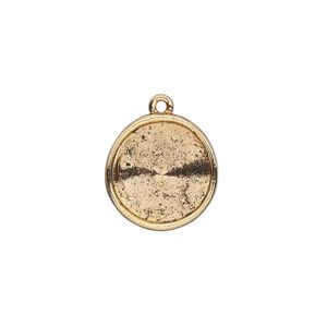 Drop, Almost Instant Jewelry&reg;, antique gold-plated pewter (tin-based alloy), 17mm round with 14mm rivoli setting. Sold individually.