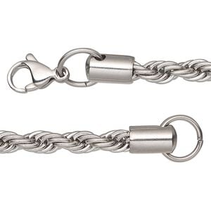 Chain 1pkg1 French rope, 4.9mm / lobster claw clasp, stainless steel 18 inch