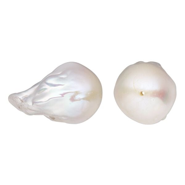 Pearl, cultured freshwater (bleached) white, 22x15-25x16mm baroque, C grade, Mohs hardness 2-1/2 to 4. Sold individually. image number 0