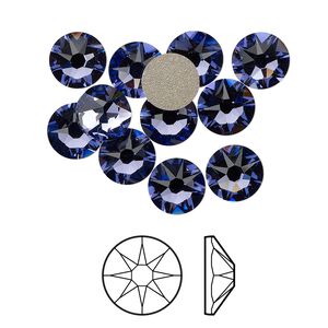 Flat back 12pk tanzanite foil back, Crystal Passions&reg; 7.07-7.27mm rose round SS34 2088