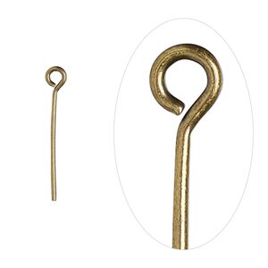 Eye pin 1pkg500 gold-plated, 0.75 inch, 21 gauge brass antique