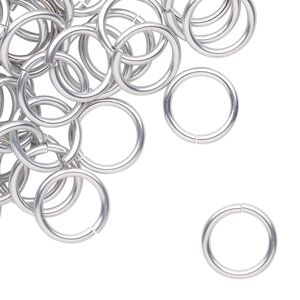 Jump ring 1pkg100 aluminum, 12mm round, 15 gauge / 9.2mm inside diameter / silver