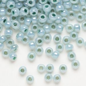 Seed bead, Miyuki, glass, pkg/25g, #6 rocaille, opaque luster alpine green (RR-521).