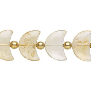 Citrine 1pkg16, hand-cut half moon bead 15x10mm