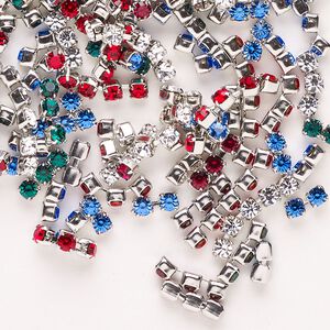 Cupchain mix 25g pk imitation rhodium plated, Crystal Passions&reg; 2-4mm